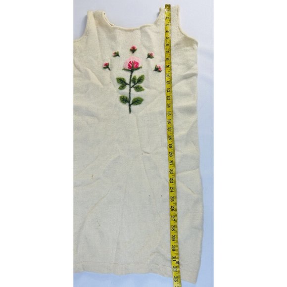 Vintage Wool Felted Yarn Country Floral Mini Micro Sweater Dress - Picture 11 of 11